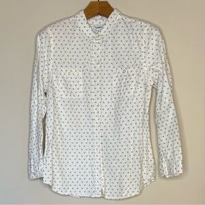 OLD NAVY White/Navy XL Nautical Anchor Print  Cotton Button Up Long Sleeve Shirt